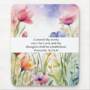 Proverbs 16:3 KJV Commit Thy Works Scripture Mouse Mat
