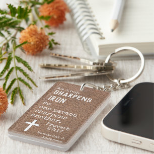 Proverbs 17:17 Bible Scripture on Strength Key Ring