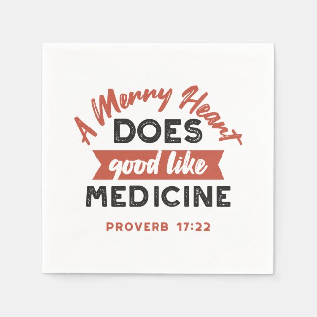 Proverbs 17:22 'A Merry Heart' Inspirational Verse Napkin (Front)