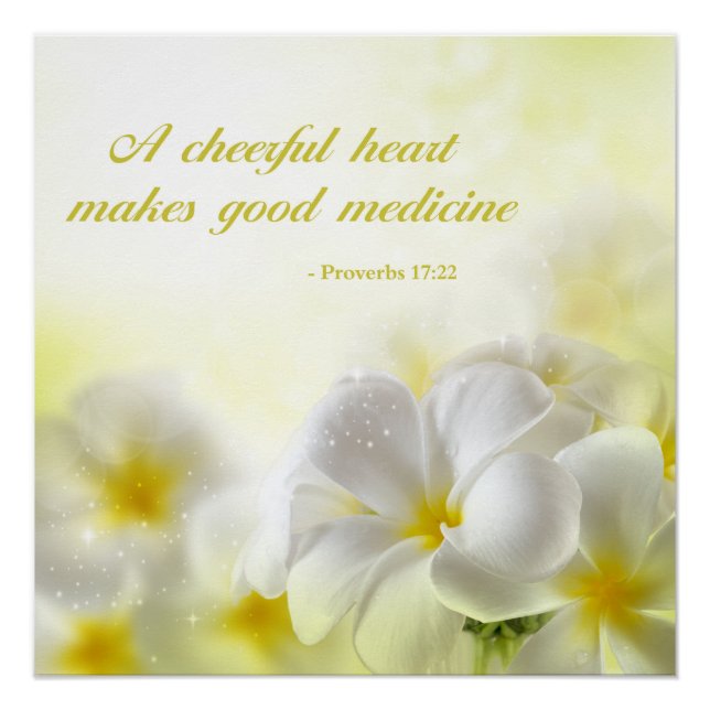 Proverbs 17:22 | Bible Quote | Yellow Floral Poster (Front)
