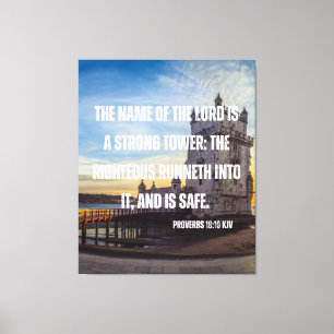 Proverbs 18:10 Bible Verse Canvas Wall Art