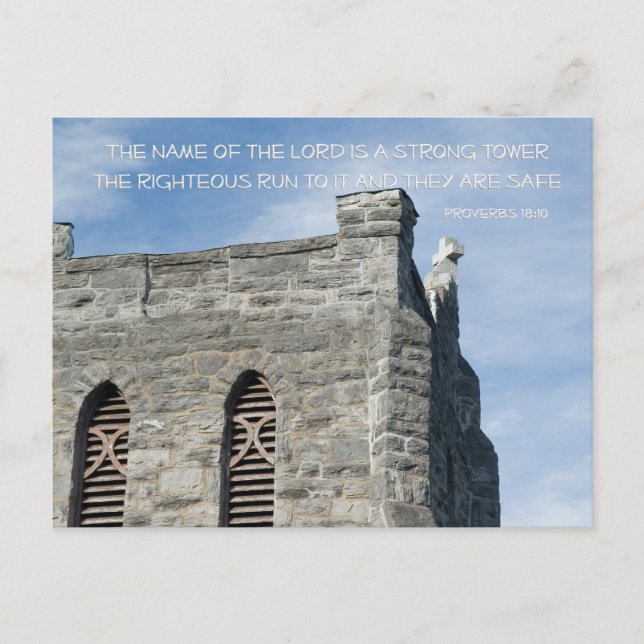 Proverbs 18:10 Name of the Lord a Strong Tower Postcard (Front)