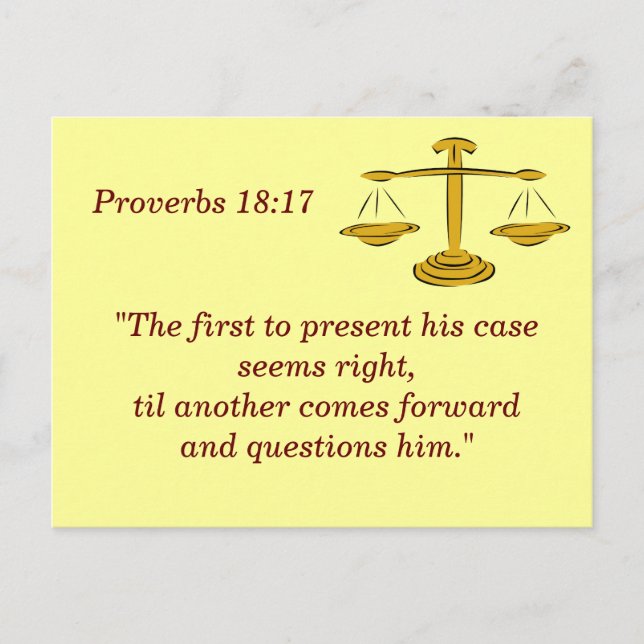 Proverbs 18 17 Justice Bible Verse Memory Card (Front)