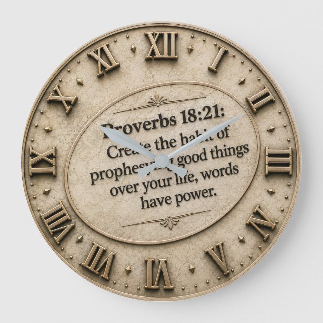 Proverbs 18:21 Words Have Power Large Clock (Front)