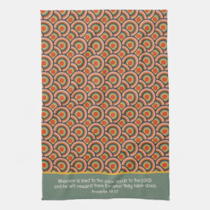 Proverbs 19:17 Whoever is Kind Retro Circles Tea Towel