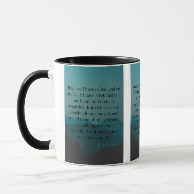 Proverbs 1:24-26 KJV Bible Verse Pic Two-Tone Mug (Left)