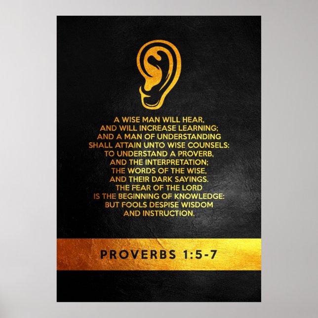 Proverbs 1:5-7 Bible Verse Poster (Front)