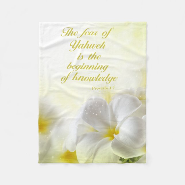 Proverbs 1:7 Bible Verse | Floral Fleece Blanket (Front)