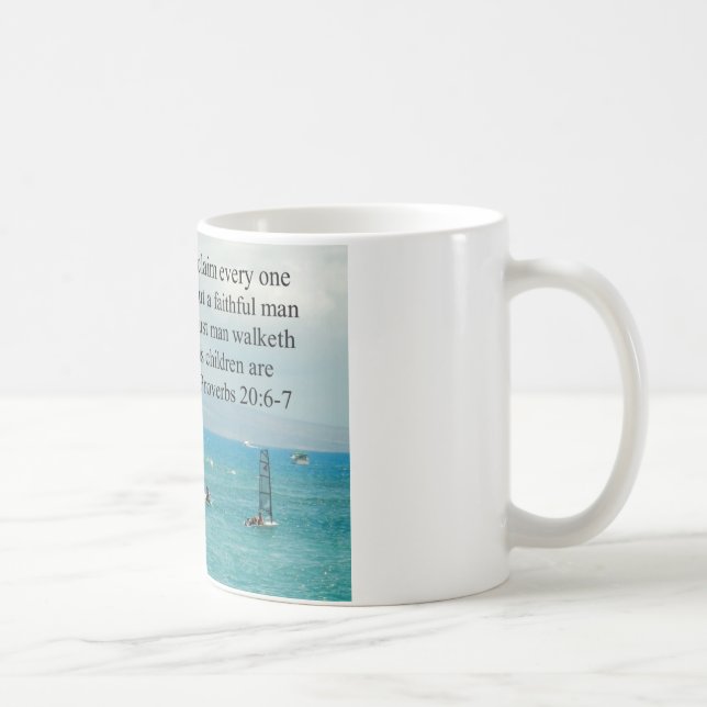 Proverbs 20:6-7 Father Scripture Gift Coffee Mug (Right)