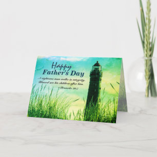 Proverbs 20:7 Bible Verse Father's Day, Lighthouse Card
