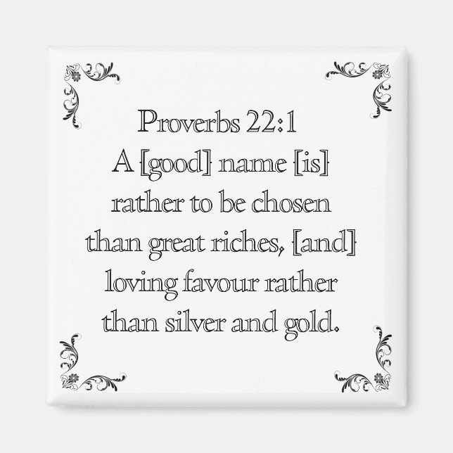 Proverbs 22:1 magnet (Front)