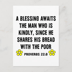 Proverbs 22:9 on Kindness Postcard