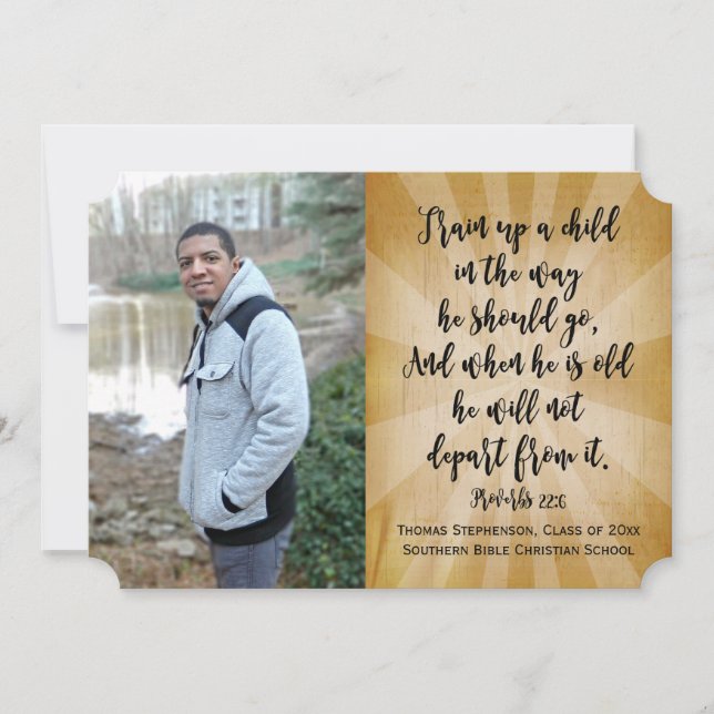 Proverbs 22 Christian Bible Verse Photo Graduation Invitation (Front)
