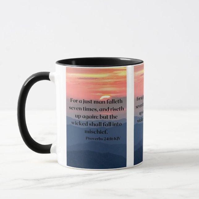 Proverbs 24:16 KJV Bible Scripture Pic Two-Tone Mug (Left)