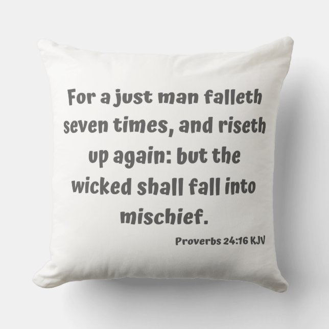 Proverbs 24:16 KJV Bible Verse Scripture Cushion (Front)