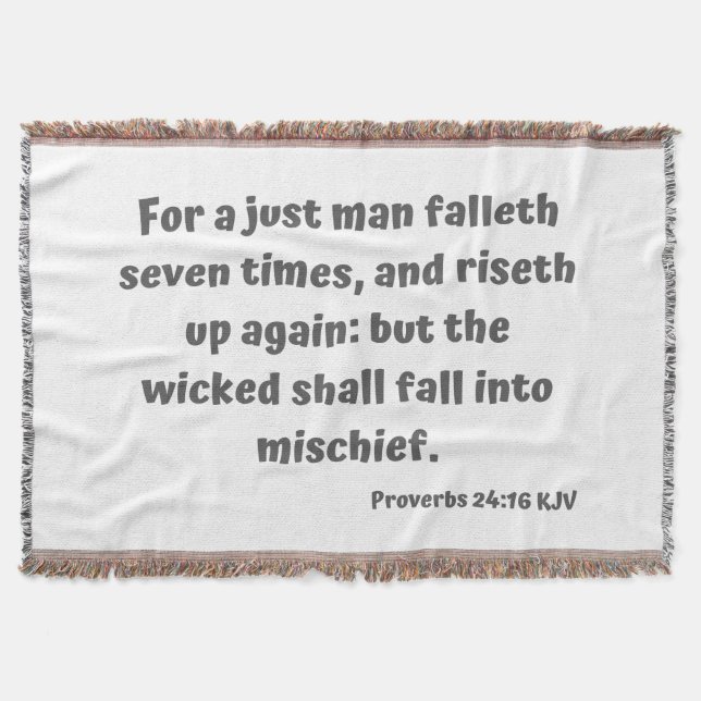 Proverbs 24:16 KJV Bible Verse Scripture Throw Blanket (Front)