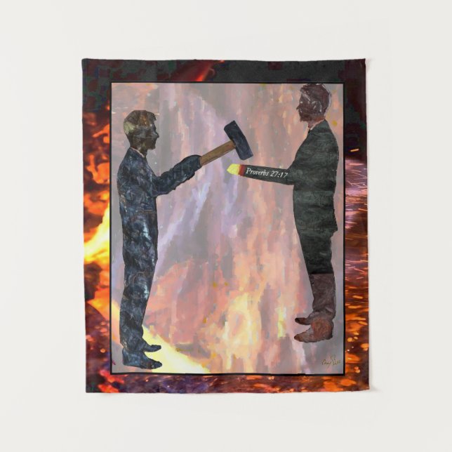 Proverbs 27:17 Art Tapestry (Front)