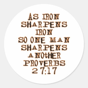 Proverbs 27:17 classic round sticker