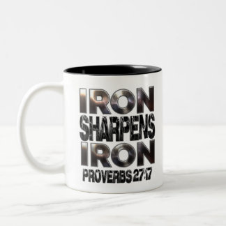 Proverbs 27-17 Iron sharpens Iron Two-Tone Coffee Mug