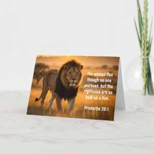 Proverbs 28:1 Bible Righteous are Bold as a Lion Card