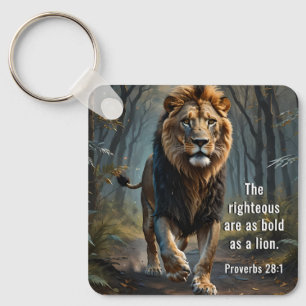 Proverbs 28:1 Bible Righteous are Bold as a Lion  Key Ring