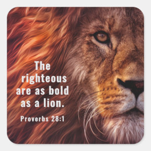 Proverbs 28:1 Bible Righteous are Bold as a Lion  Square Sticker