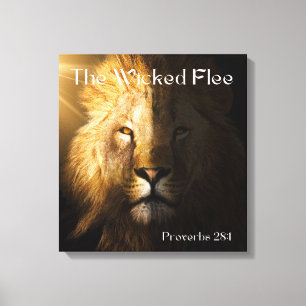 Proverbs 28:1 Bible Scripture Bold Lion Canvas Art