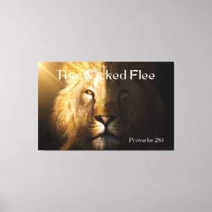 Proverbs 28:1 Bible Verse Bold Lion Canvas Art