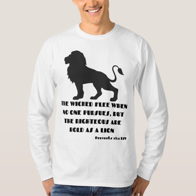 Proverbs 28:1 Bible Verse Quote Mens Long Sleeve T-Shirt (Front)