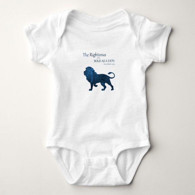 Proverbs 28 1 Bold As A Lion Baby Bodysuit (Front)