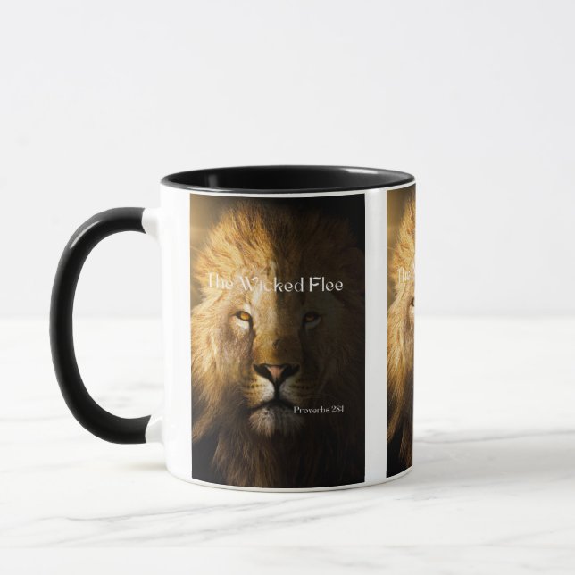 Proverbs 28:1 KJV Bible Quote Two-Tone Mug (Left)