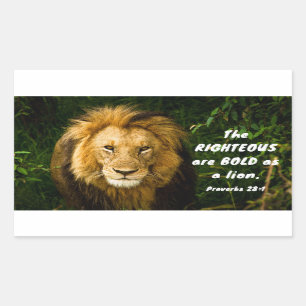 Proverbs 28:1 Righteous are Bold as a Lion Bible  Rectangular Sticker