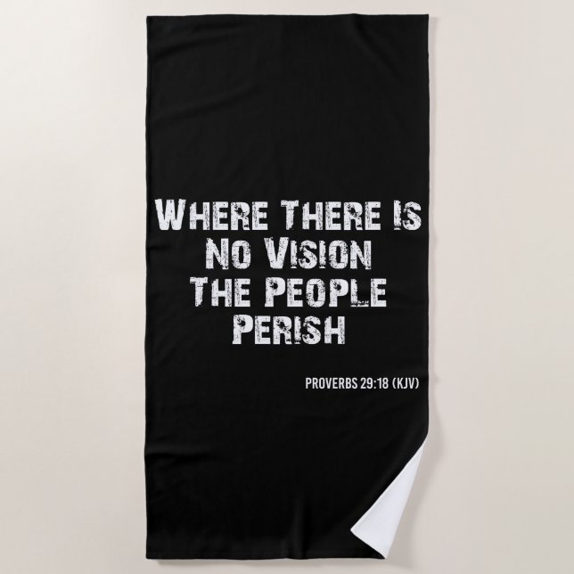Proverbs 29:18 Bible Verse KJV Quote Beach Towel (Front)