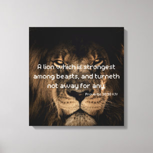 Proverbs 30:30 Bible Verse Lion Canvas Art