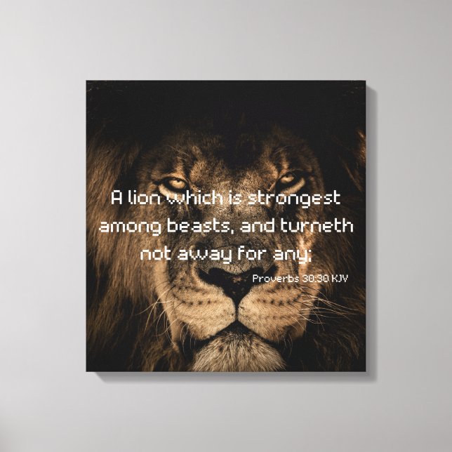 Proverbs 30:30 Bible Verse Lion Canvas Art (Front)
