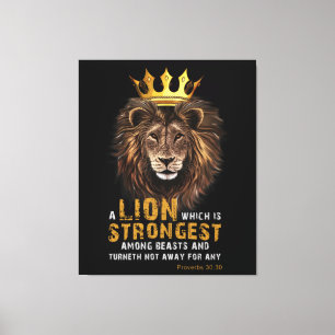 Proverbs 30:30 Bible Verse Lion Canvas Art