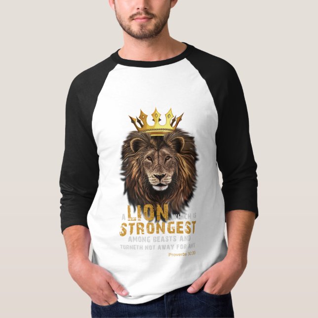Proverbs 30:30 KJV Bible Scripture Quote Men's 3/4 T-Shirt (Front)