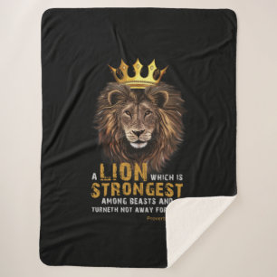 Proverbs 30:30 KJV Bible Scripture Quote Sherpa Blanket