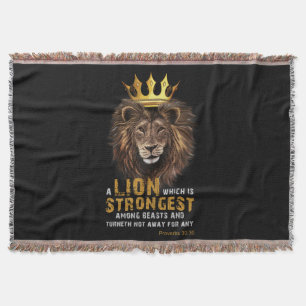 Proverbs 30:30 KJV Bible Scripture Quote Throw Blanket