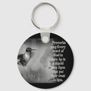 Proverbs 30:5 BIBLE SCRIPTURE with Hummingbird Key Ring
