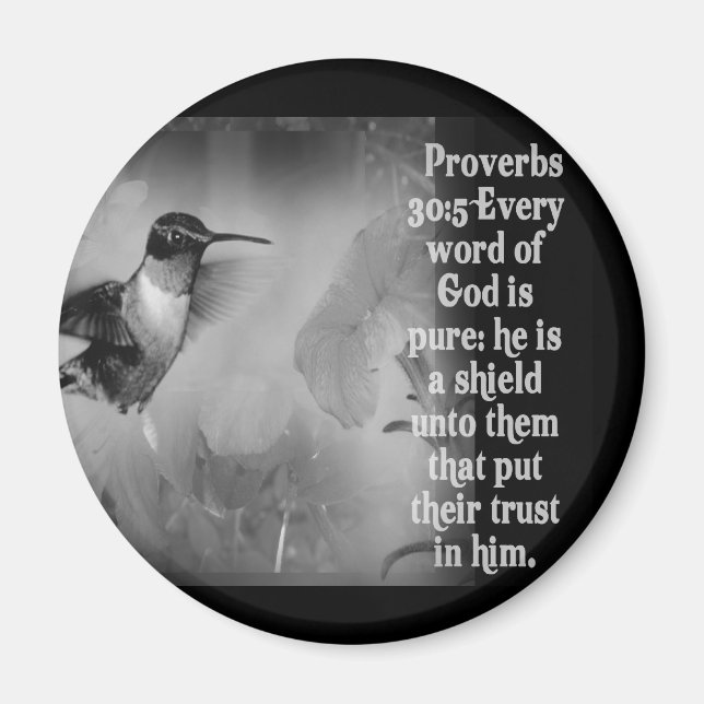 Proverbs 30:5 BIBLE SCRIPTURE with Hummingbird Magnet (Front)