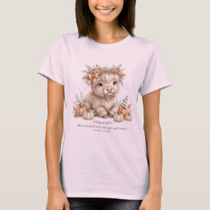 Proverbs 3125 KJV Fall Fluffy Girl Cow Boho T-Shirt