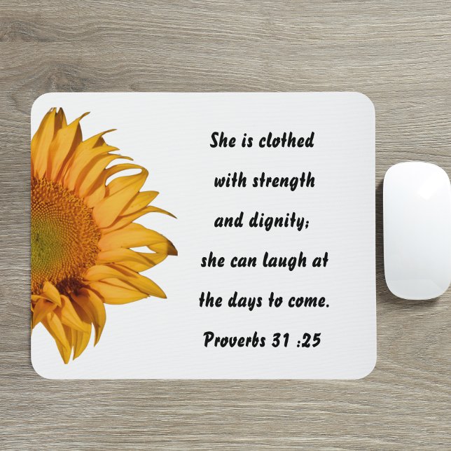 Proverbs 31:25 Bible Verse Half Sunflower Custom Mouse Mat (Creator Uploaded)