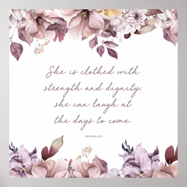 Proverbs 31:25, Bible Verse Print, Strength Poster (Front)