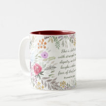 Proverbs 31:25 Bible Verse Watercolor floral 