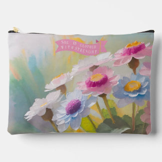 Proverbs 31:25,Bible Verses Mothers, Daisies Accessory Pouch