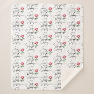 Proverbs 31:25 Flower Bible Verse Seamless Pattern Sherpa Blanket