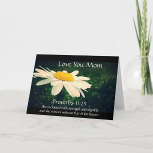 Proverbs 31:25, Mother's Day, White Daisy Custom Card