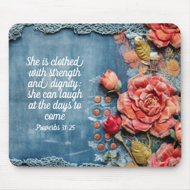 Proverbs 31:25 Mousepad Inspiring Bible Verse (Front)