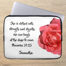 Proverbs 31:25 Red Rose Custom Bible Verse